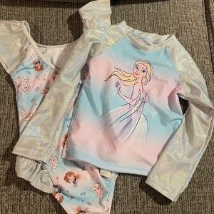 Girls Frozen Swimsuit + Rash Guard top